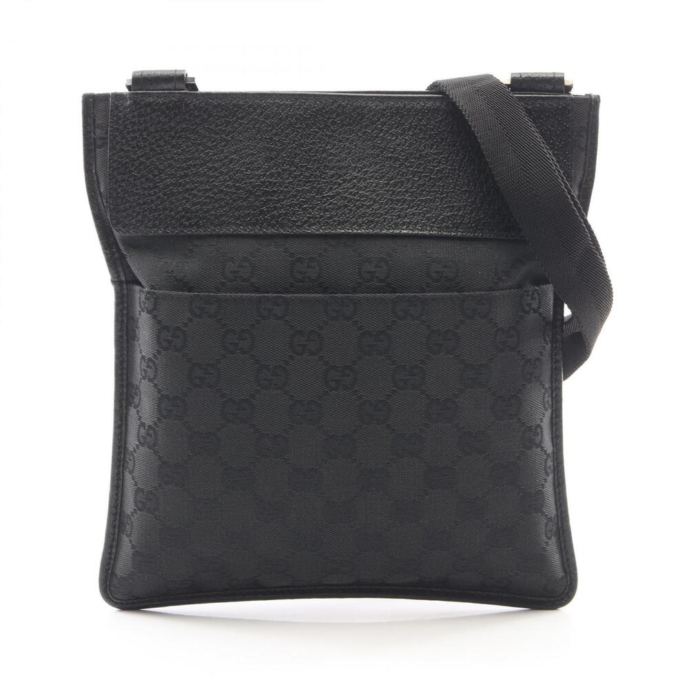 Gucci Abbey GG Canvas Leather Shoulder Bag Black